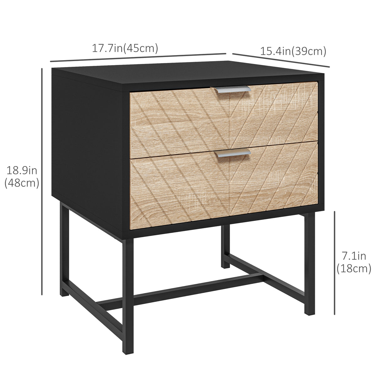 Modern bedside table with two drawers