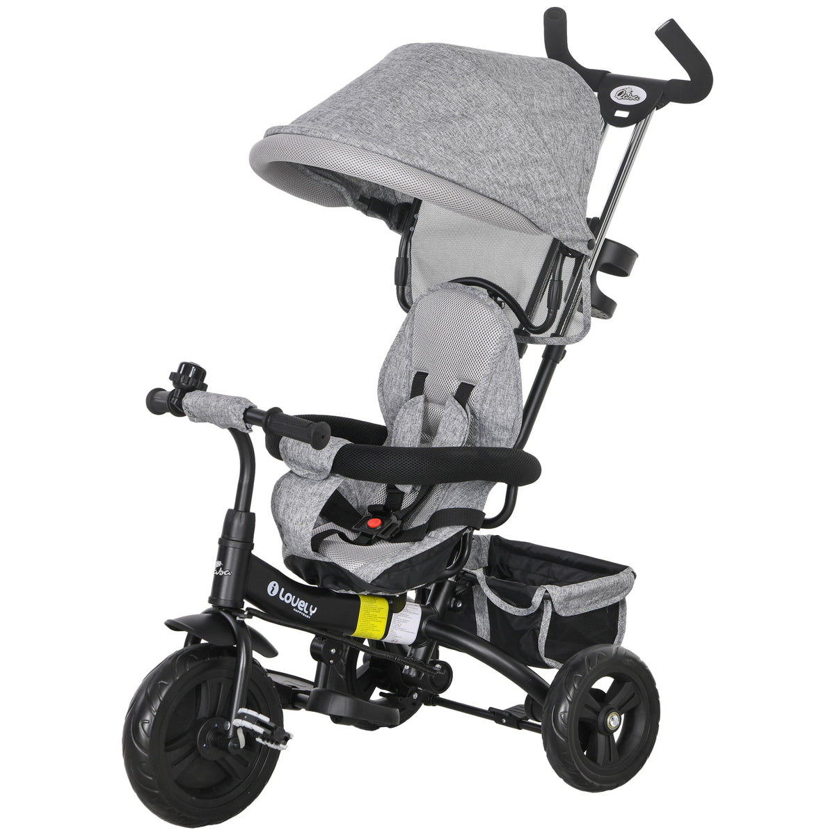 6-in-1 Toddler Tricycle with Basket and Safety Harness