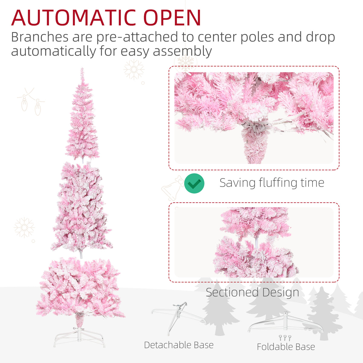 Prelit Snow Flocked Pencil Artificial Christmas Tree