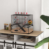 Multi-tier hamster cage with glass bottom