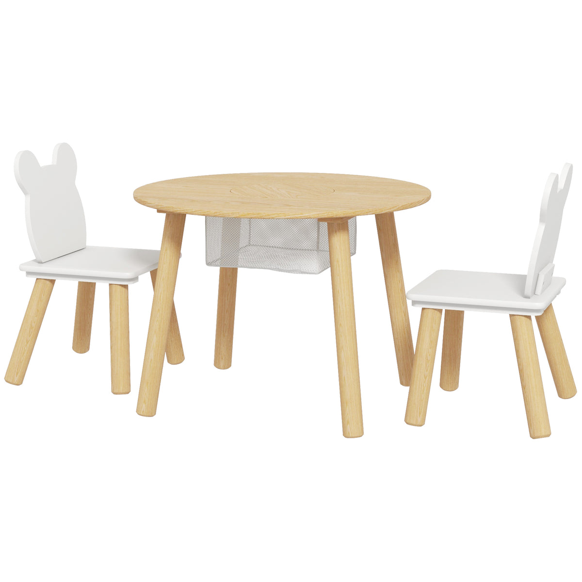 Kids table and chairs set with bear motifs — Set of 3