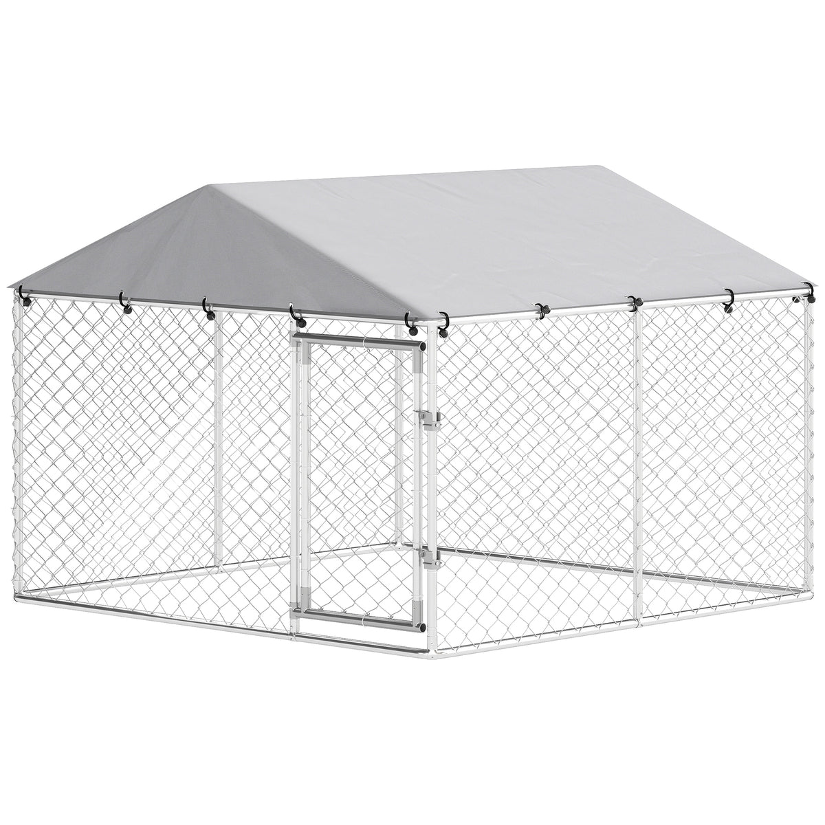 Outdoor dog kennel in galvanized steel with roof