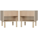 Nightstands with drawer and shelf set of 2