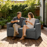 Outdoor Loveseat 2 Seater with Deep Cushions — Dark
