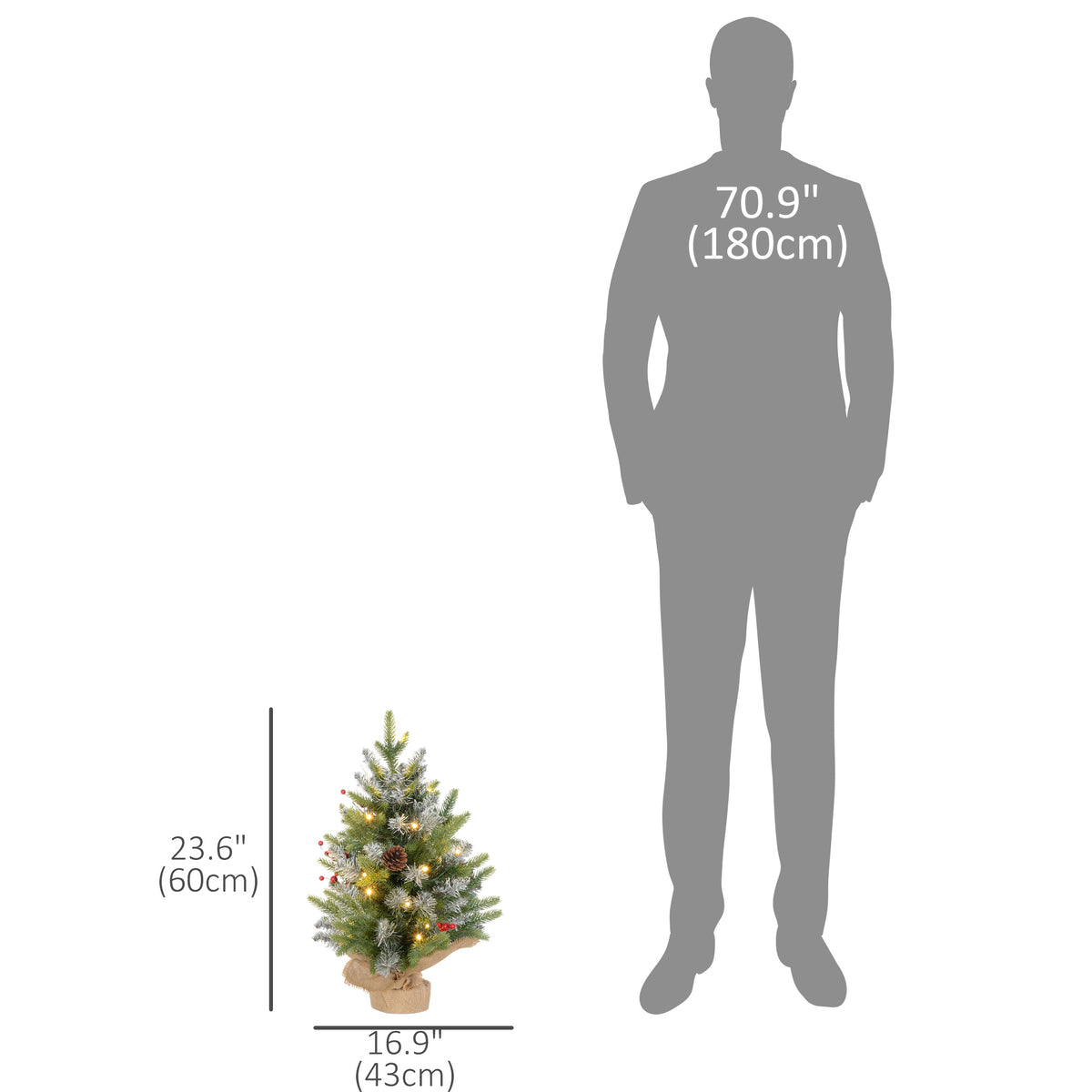 Pre-lit artificial Christmas trees 60 cm — Set of 2