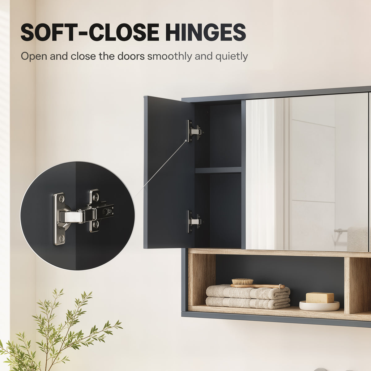 Wall mounted bathroom medicine cabinet with mirror