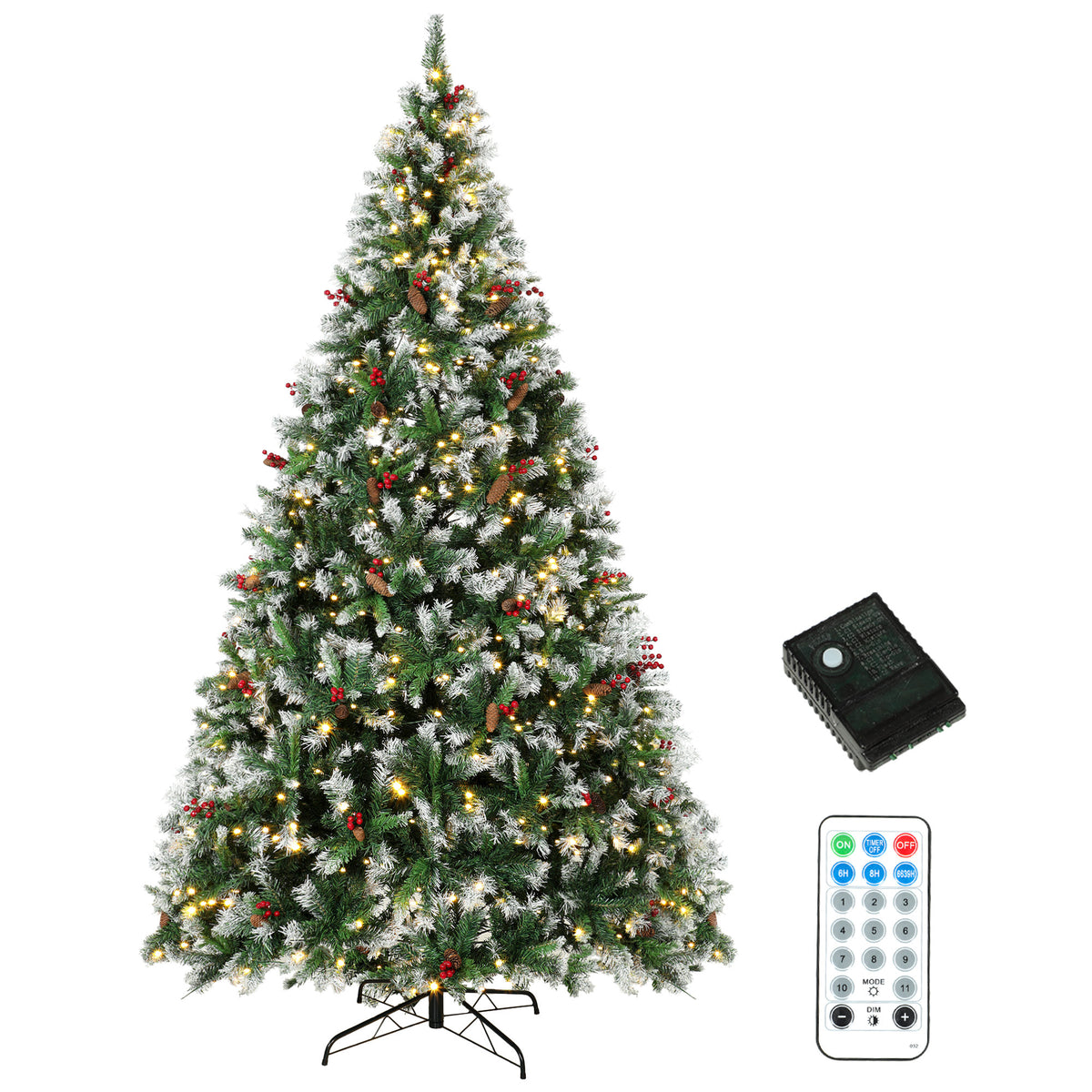 Árbol de Navidad artificial nevado preiluminado