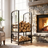 2-Tier Firewood Log Rack with 4 Tools