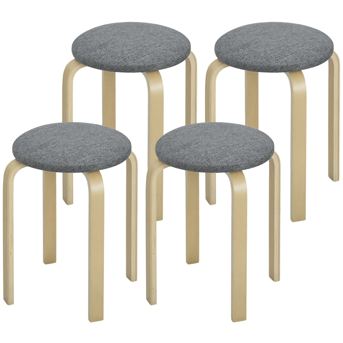 Stackable Wood Kitchen Stools Set of 4