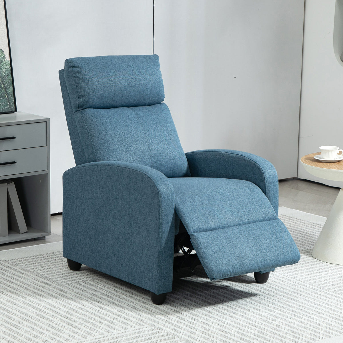Manual reclining chair padded linen living room