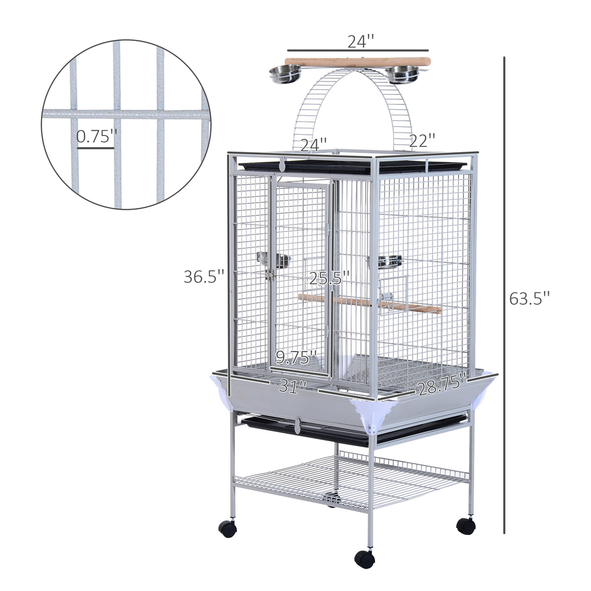 Large bird cage with play top