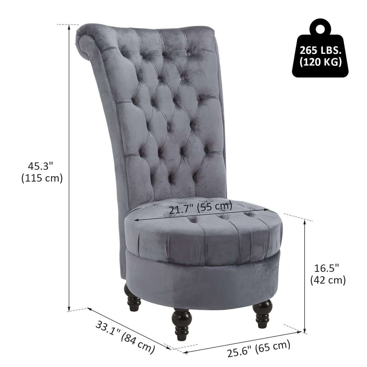Tufted High Back Velvet Accent Chair