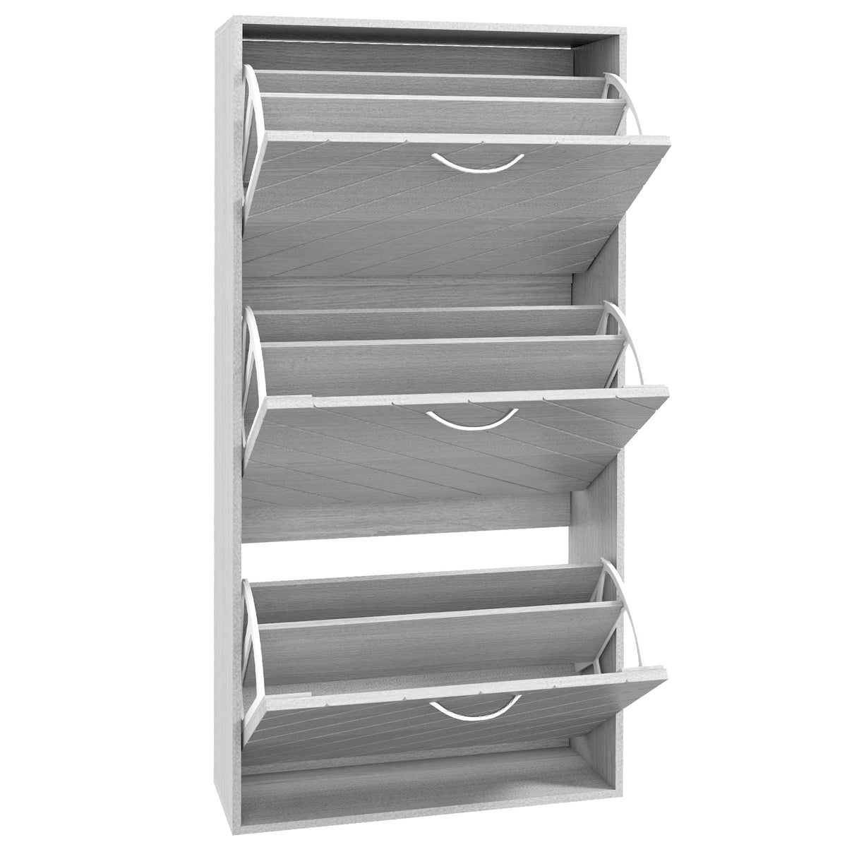 Narrow 3-tier flip drawer shoe storage cabinet