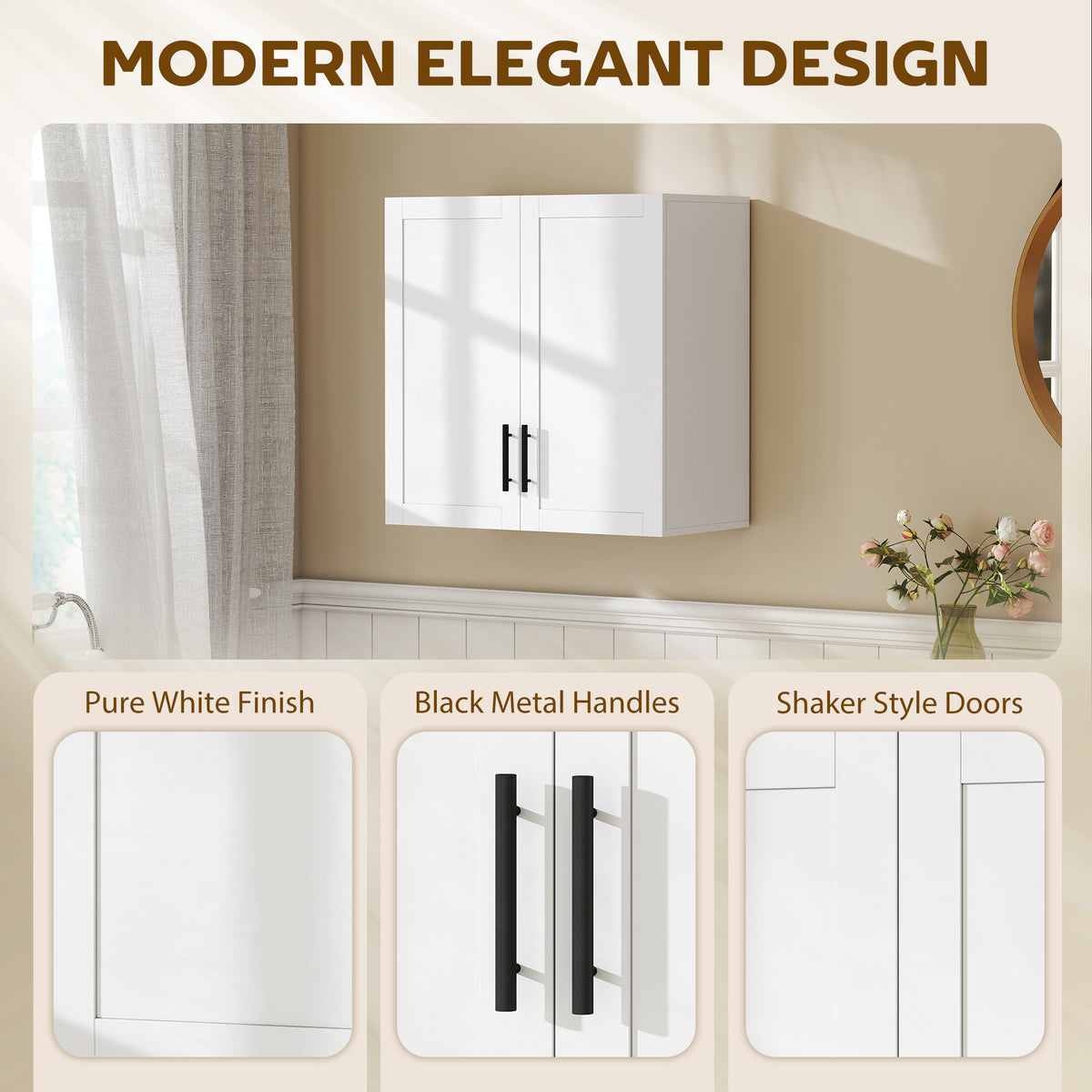 Wall-Mounted Bathroom Cabinet 2-Door — white