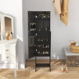 Standing Jewelry Armoire with Mirror and LED Lights