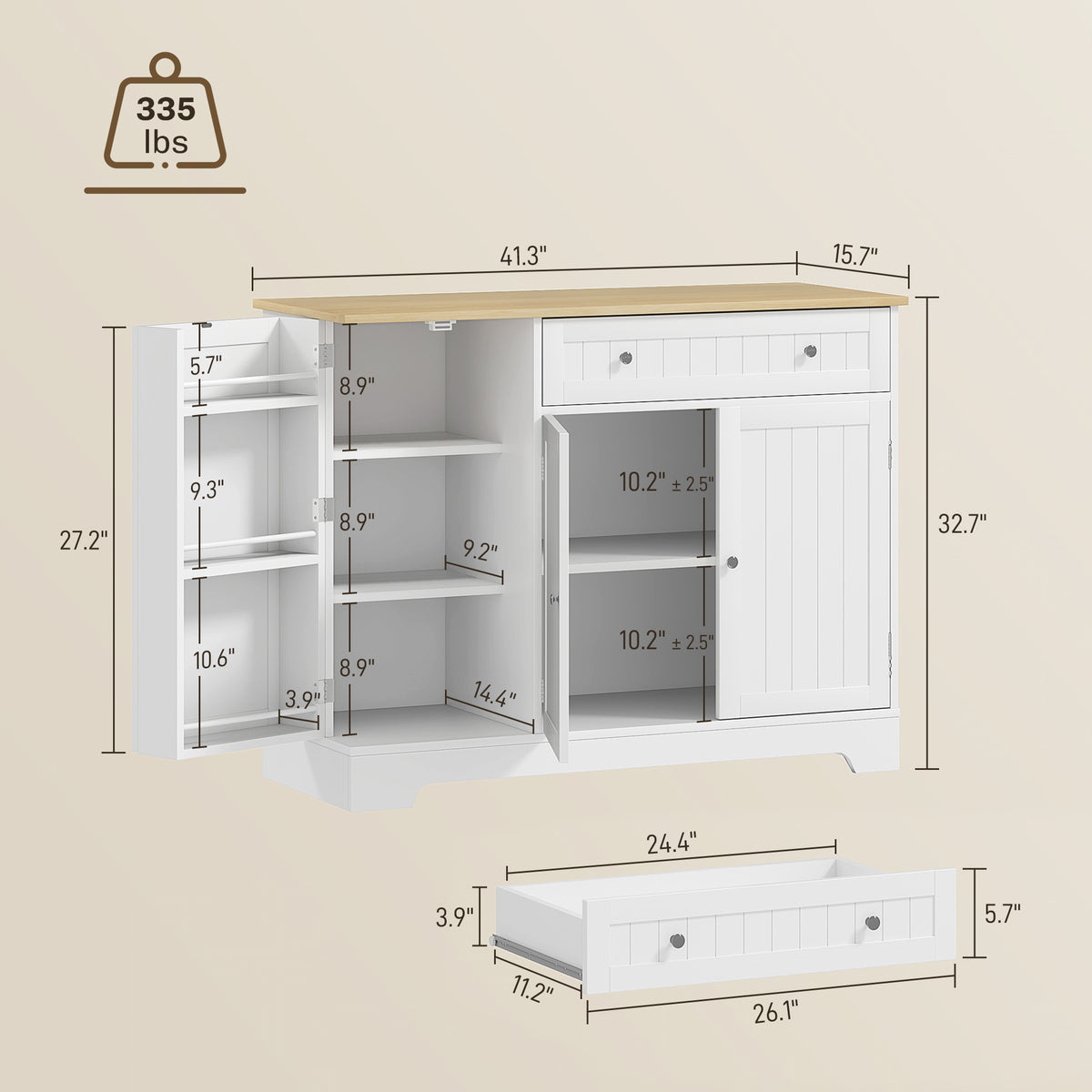 Modern Kitchen Sideboard Cabinet with Drawer and Adjustable Shelf