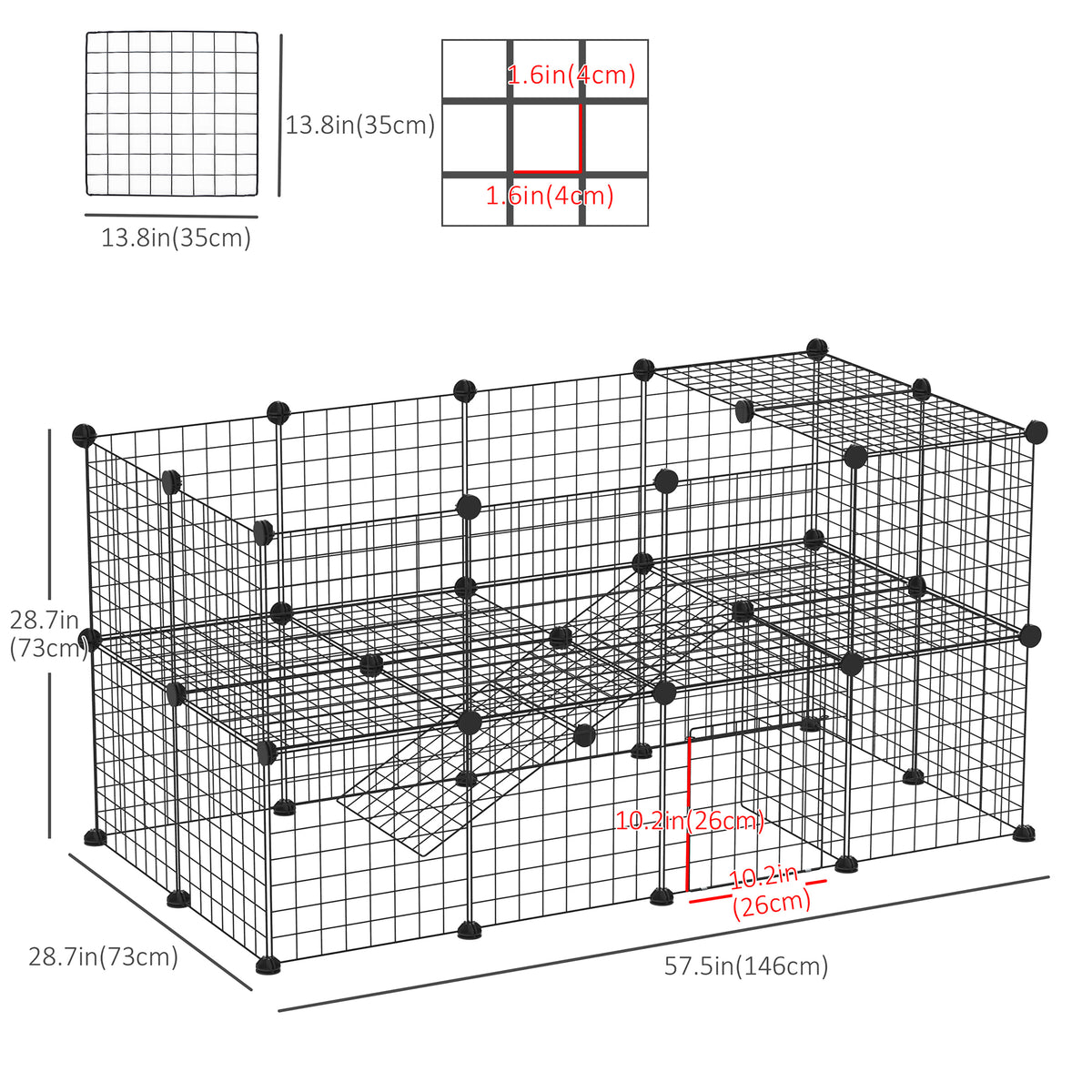 Modular Small Animal Wire Cage — Set of 40