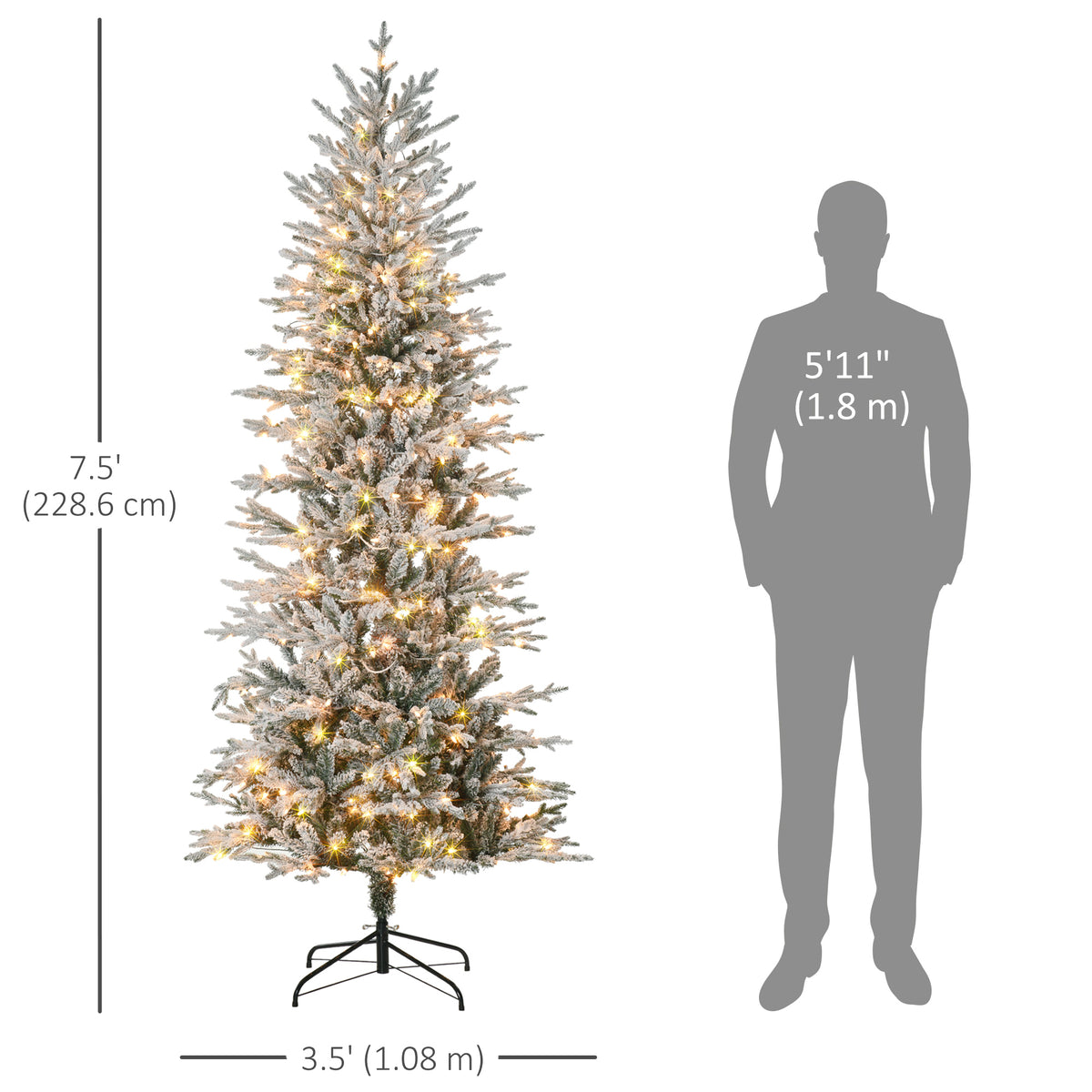 Pino de Navidad artificial nevado con luces integradas 7,5 pi
