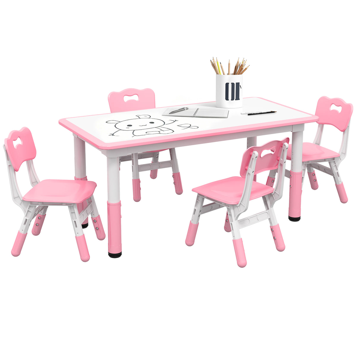 Conjunto de mesa y sillas ajustable para niños — Lote de 5