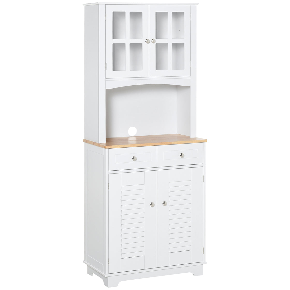 Aparador de cocina estilo costero con puertas de vidrio