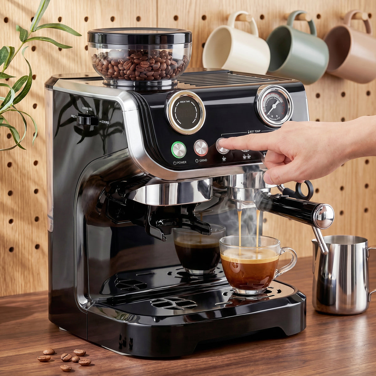 15 Bar Espresso Machine with Grinder and Milk Frother