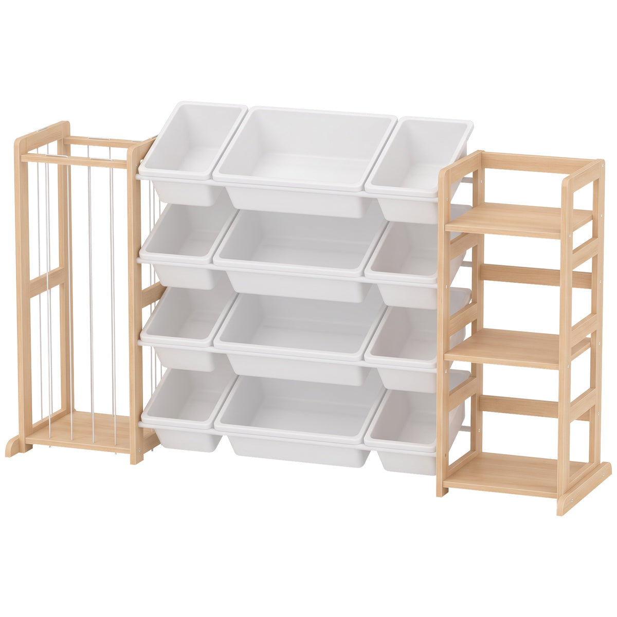 Mueble organizador de juguetes 3 en 1 con contenedores y estantería