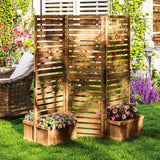 Outdoor Privacy Screen 3 Panels with 4 Raised Planter Boxes