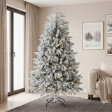 Pre-lit flocked artificial Christmas tree