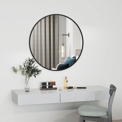 Espejo de pared redondo de 91 cm con marco metálico decorativo