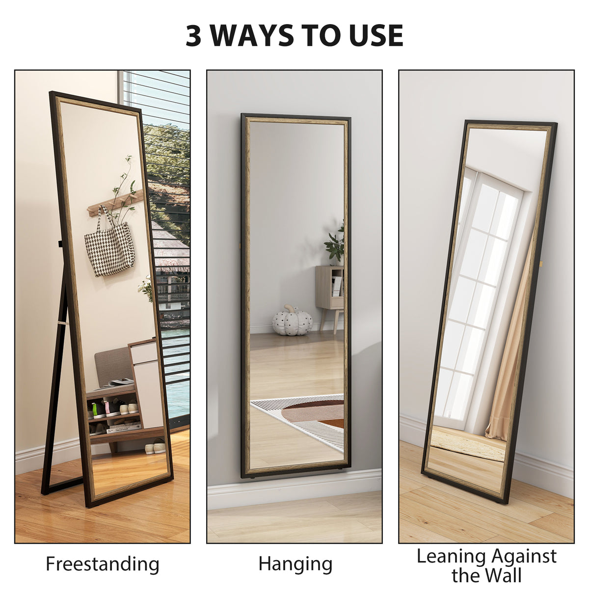 Dual-Tone Rectangle Standing Full Length Mirror