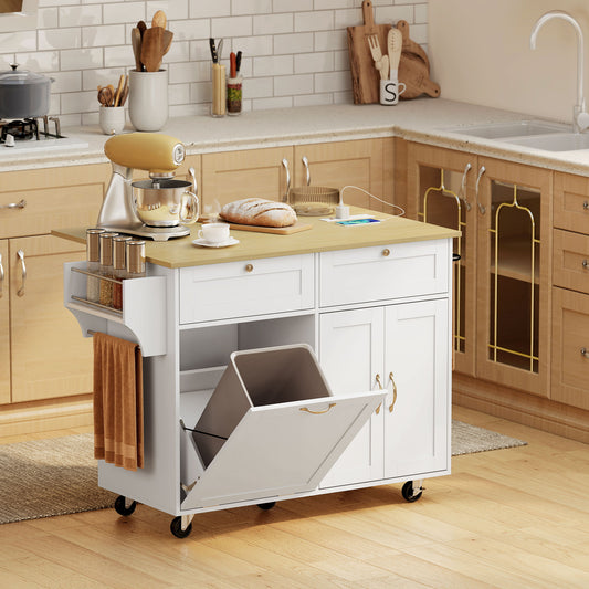 Kitchen island cart with charging station