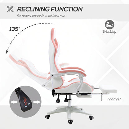 Ergonomic gaming chair in faux leather with footrest