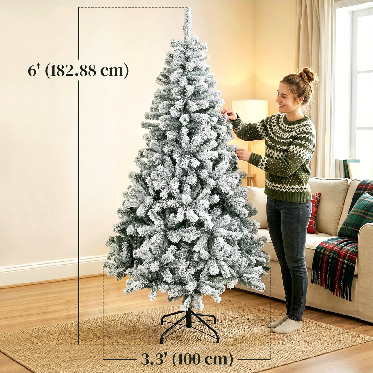 Snow flocked artificial Christmas tree 183 cm