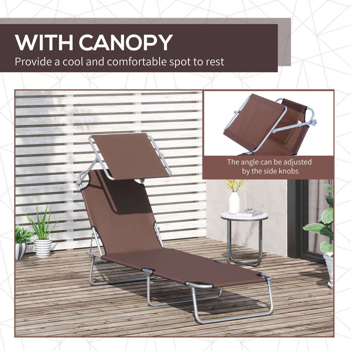 Folding Lounge Chair with Adjustable Sun Shade