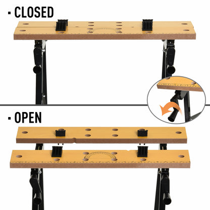 Foldable Work Bench 100 kg Capacity with 4 Adjustable Clamps
