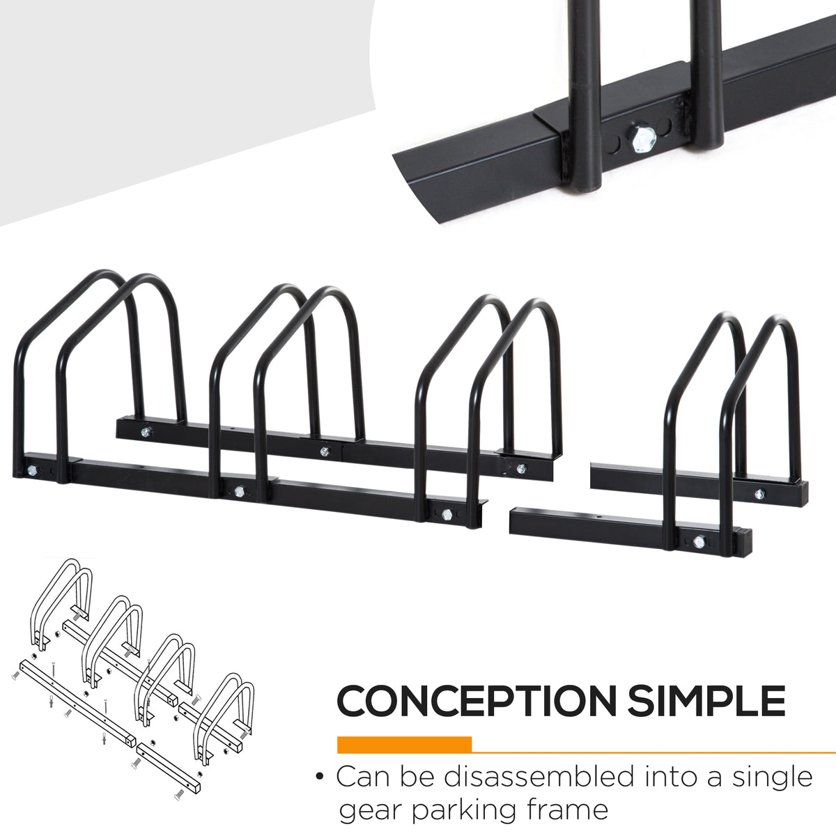 Steel Floor Bike Rack for 4 Bicycles