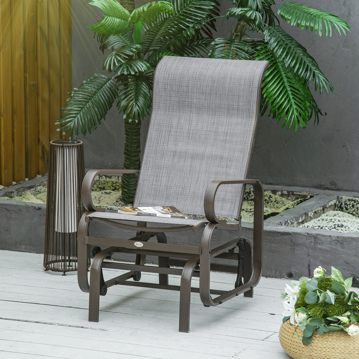 Patio Glider Chair with Breathable Mesh Fabric