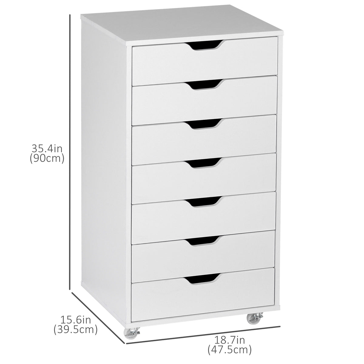 7-Drawer Vertical File Cabinet on Wheels Engineered Wood