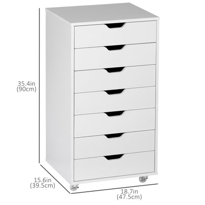7-Drawer Vertical File Cabinet on Wheels Engineered Wood