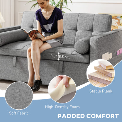 Convertible sofa bed with USB ports and adjustable backrest