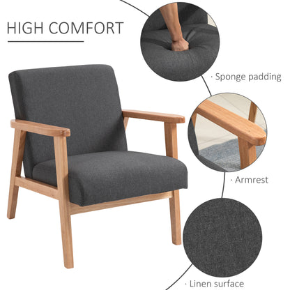 Accent Chair Mid-Century Modern Retro Fabric with Armrests
