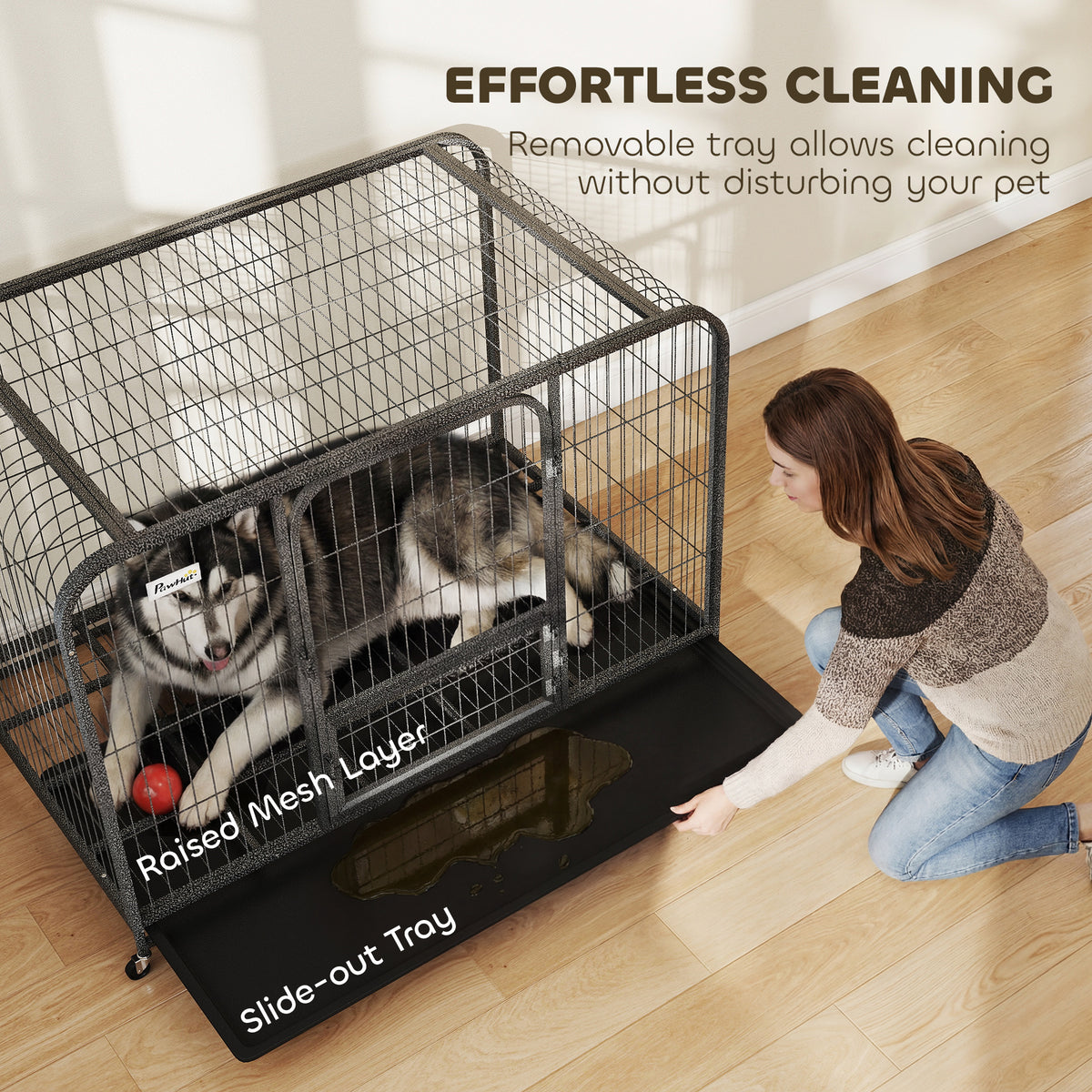 Heavy duty metal dog crate 123 x 77 x 88 cm