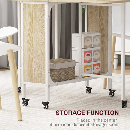 Mesa de comedor plegable extensible con tablero y ruedas
