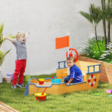 Kids wooden pirate ship sandboat sandbox