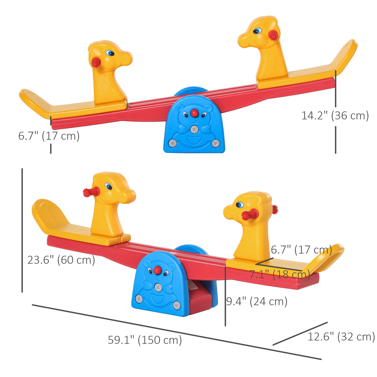 Deer-Shaped Toddler Seesaw with Easy-Grip Handles