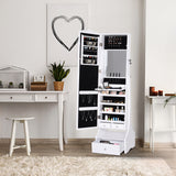 Standing jewelry armoire with full length mirror