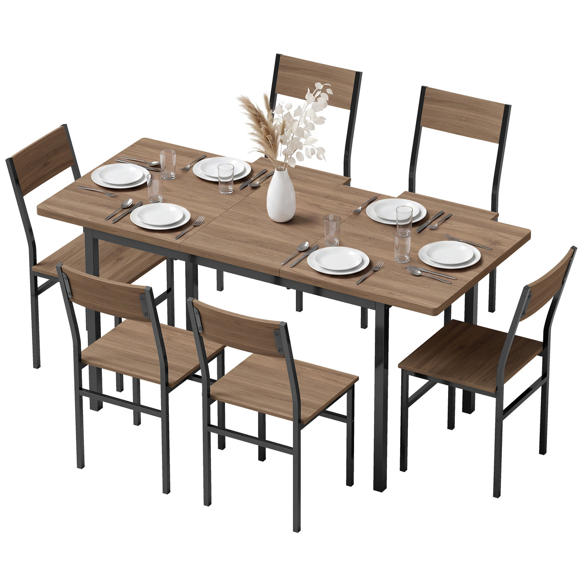 7-Piece Industrial Dining Table Set