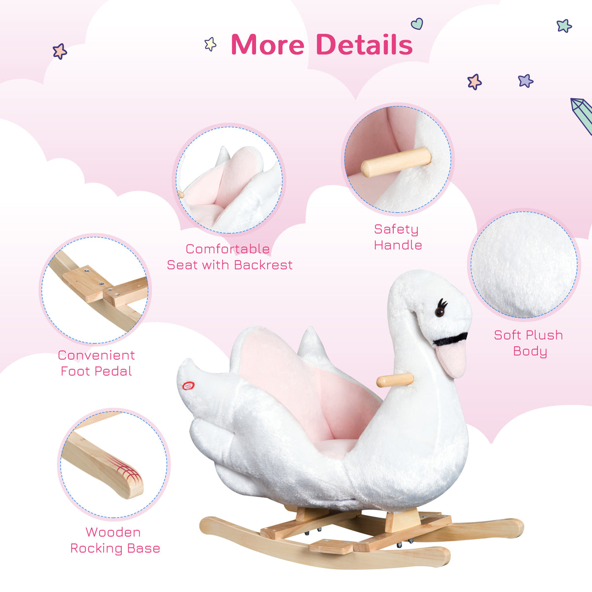 Caballo mecedor sonoro de cisne para bebé