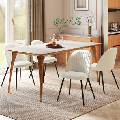 Set of 4 Modern Dining Chairs Velvet Upholstered