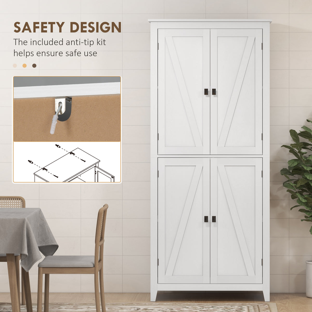 Tall Barn Door Pantry Cabinet 4 Doors